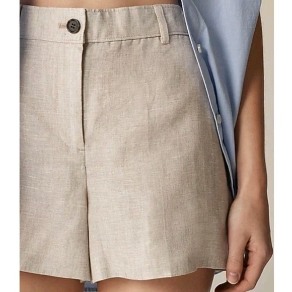 J. Crew NWT Linen Blend Relaxed Fit High Waist Shorts Beige Women's XL - Picture 3 of 11